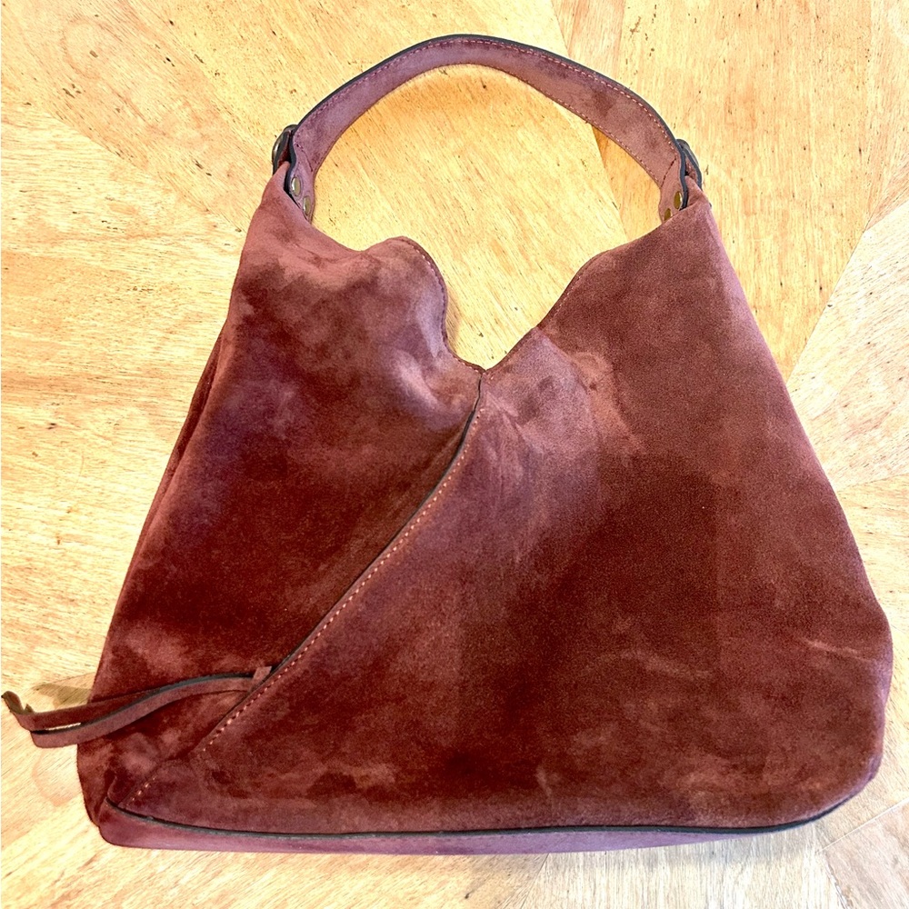 Sundance Origami Italian Suede Bag -  Brown, zip pockets inside and out. EUC - Picture 13 of 13